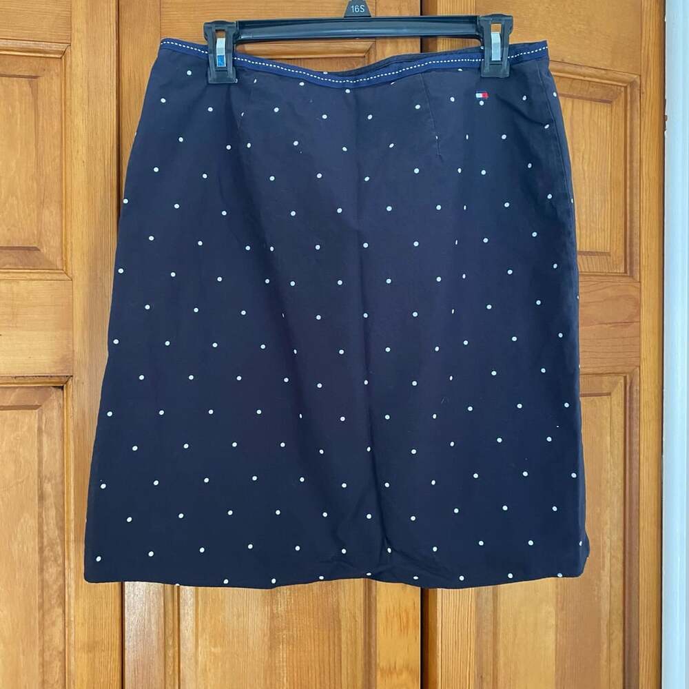 Tommy Hilfiger Polka Dot Skirt Size 6 Navy White Cotton